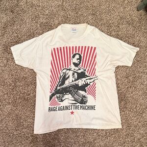 Rage Against The Machine Short Sleeve Graphic Tee - White with Red Print